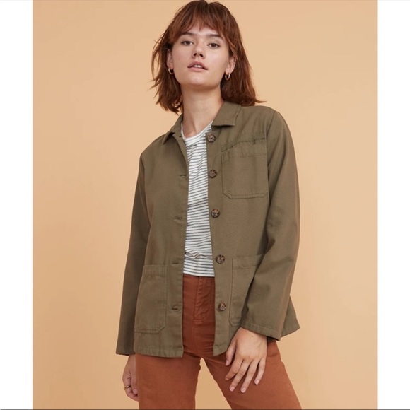 Marine Layer Women’s Small XS Chore Coat Shirt Olive Green 100% Cotton XS New - Picture 4 of 9